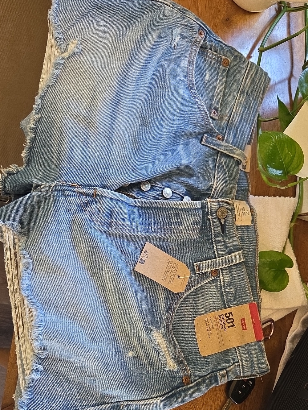 Levi's Light Blue Distressed Denim Cutoff Shorts